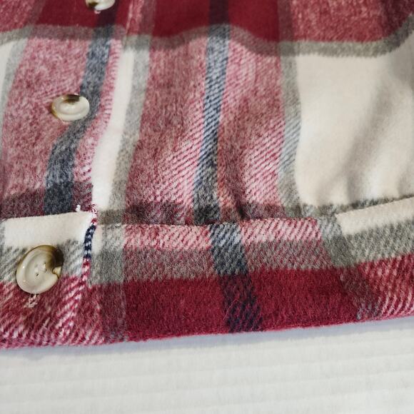 Women's Cropped Flannel Shacket Jacket Plaid Small 100% Polyester UNBRANDED - Picture 8 of 12
